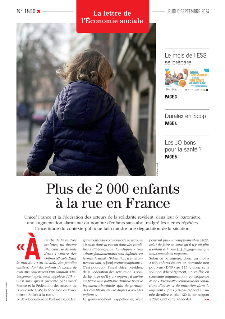 Plus de 2 000 enfants à la rue en France